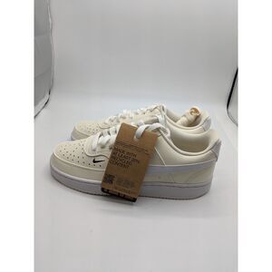 Nike Women's Court Vision Low Next Nature, White Black Pale Ivory, 7.5 Medium US